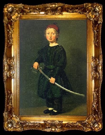 framed  Christian Albrecht Jensen Portrait of a Boy : One of the Artist